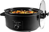 Russell Hobbs Slow Cooker 7L – 320W Large Capacity, 3 Heat Settings, Stainless Steel, Dishwasher Safe, Matte Black, Cool Touch Handles